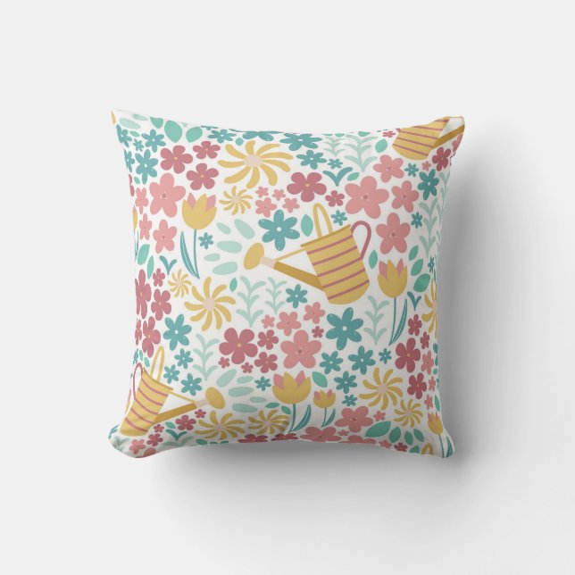 Spring Garden Floral Pattern Cushion (Front)