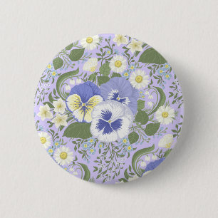 Spring Garden flowers on lavender 6 Cm Round Badge