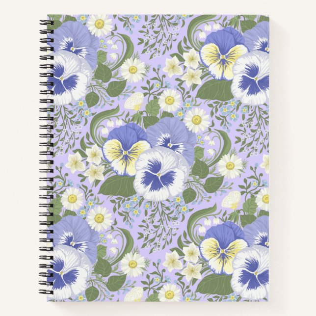 Spring Garden flowers on lavender Notebook (Front)