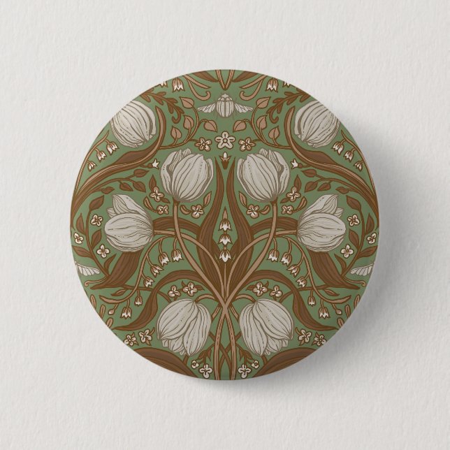 Spring Garden flowers on sage 6 Cm Round Badge (Front)