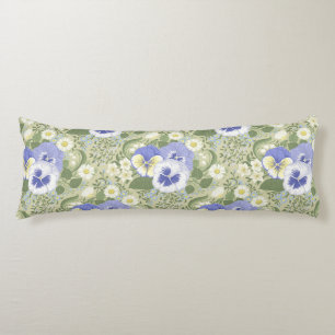 Spring Garden flowers on sage Body Cushion