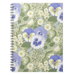 Spring Garden flowers on sage Notebook