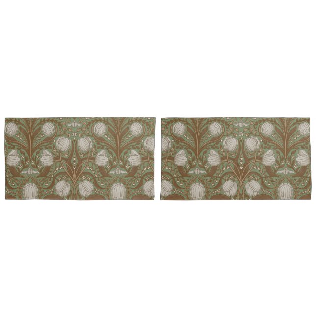 Spring Garden flowers on sage Pillowcase (Front-Set)