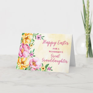 Spring Garden Great Granddaughter Happy Easter Holiday Card