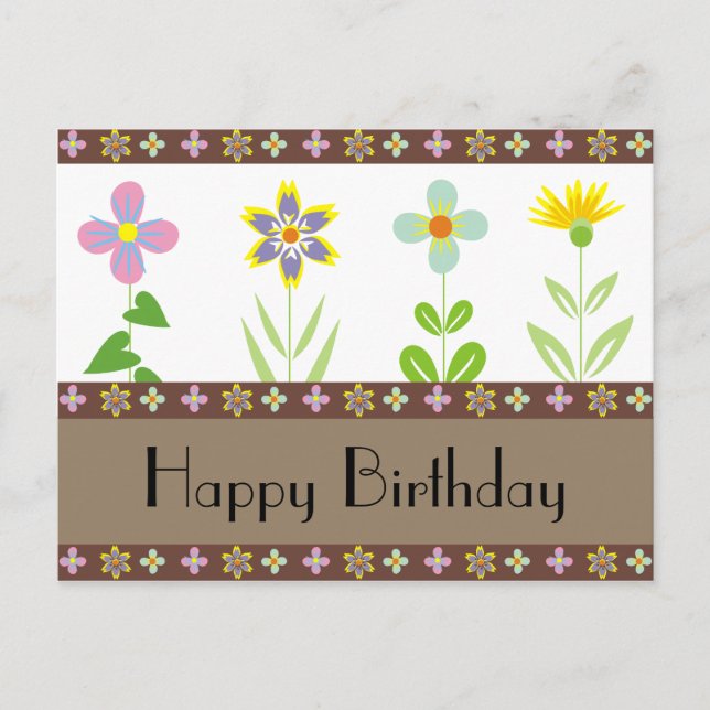 Spring Garden Happy Birthday Postcards (Front)