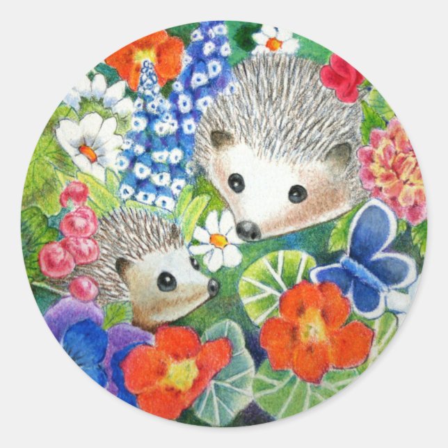 Spring Garden Hedgehogs Stickers (Front)