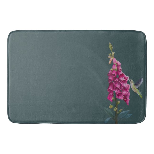 Spring Garden - Hummingbird blue/green Bath Mat (Front)