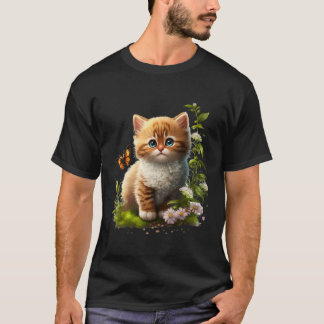 Spring Garden Kitten Flower Cat Girl Floral Blosso T-Shirt