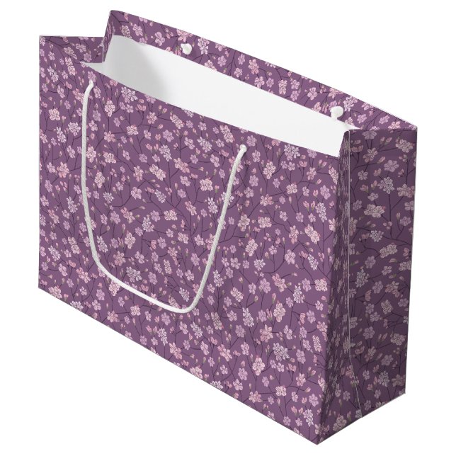Spring Garden Mother's Day Asian Flowers Japanese Large Gift Bag (Front Angled)