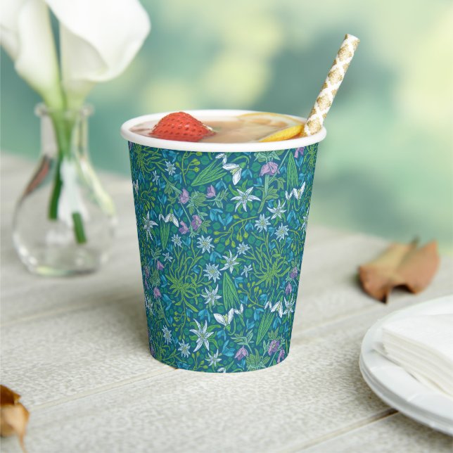 Spring Garden Mother's Day Blue Purple White Paper Cups (Insitu)