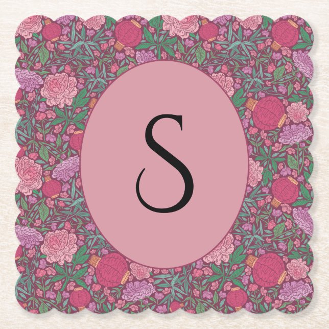 Spring Garden Mother's Day Japanese Paper Lanterns Paper Coaster (Front)