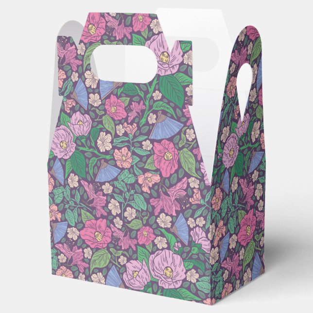 Spring Garden Mother's Day Poppies Japanese Fans Favour Box (Opened)