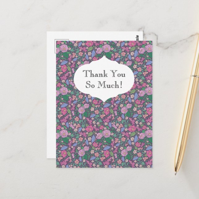 Spring Garden Mother's Day Poppies Japanese Fans Postcard (Front/Back In Situ)