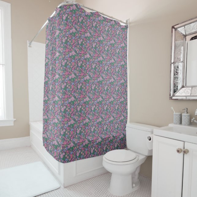 Spring Garden Mother's Day Poppies Japanese Fans Shower Curtain (In Situ)