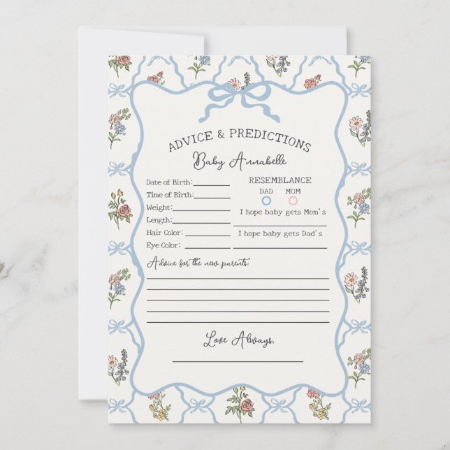 Spring Garden Party Floral Shower Advice for Baby Invitation (Front)