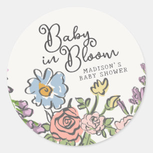 Spring Garden Party Pastel Floral Baby Shower Classic Round Sticker