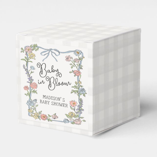 Spring Garden Party Pastel Floral Baby Shower Favour Box (Front Side)