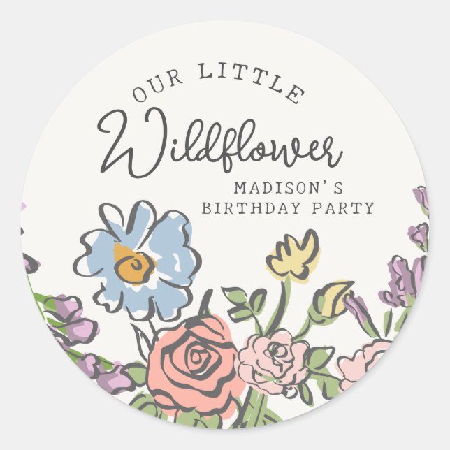 Spring Garden Party Pastel Floral Birthday Party Classic Round Sticker (Front)