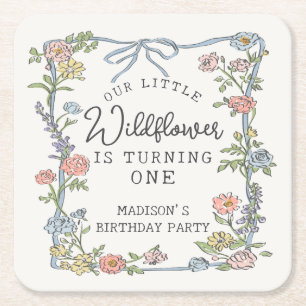 Spring Garden Party Pastel Floral Birthday Party Square Paper Coaster