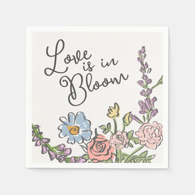 Spring Garden Party Pastel Floral Bridal Shower Napkin (Front)