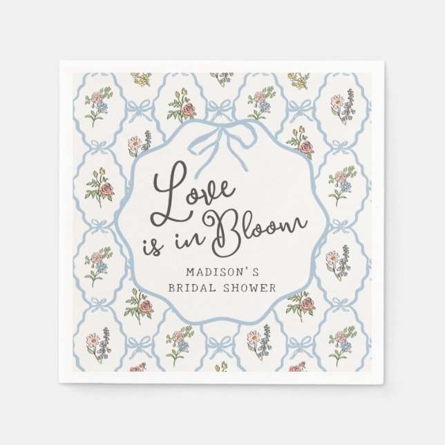 Spring Garden Party Pastel Floral Bridal Shower Napkin (Front)