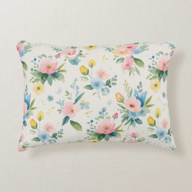 spring garden pastel florals decorative cushion (Front)