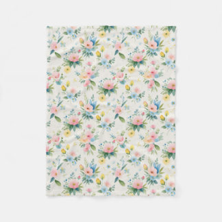 spring garden pastel florals fleece blanket