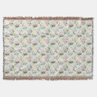 spring garden pastel florals throw blanket