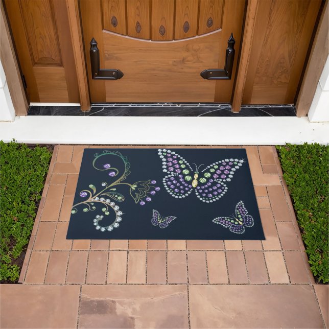 Spring Garden Rhinestone Butterfly Rug (Outdoor)