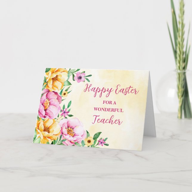 Spring Garden Teacher Happy Easter Holiday Card (Front)