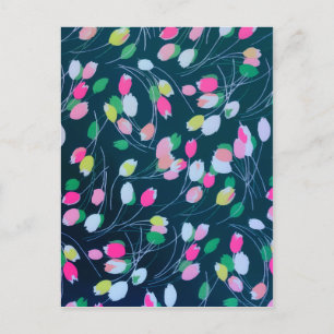 Spring Garden Tulip Flowers Bloom Watercolor Holiday Postcard