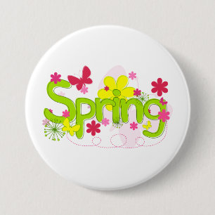 Spring Garden Typography Flowers Butterflies 7.5 Cm Round Badge
