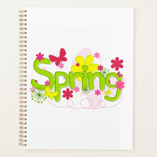 Spring Garden Typography Flowers Butterflies Planner (Front)