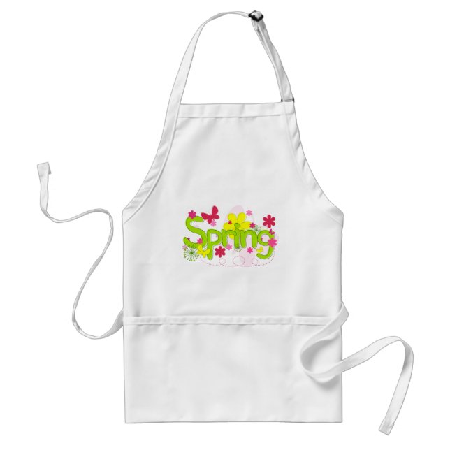 Spring Garden Typography Flowers Butterflies Standard Apron (Front)