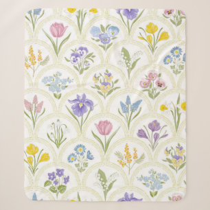 Spring Garden variety flowers in rainbow medallion Sherpa Blanket