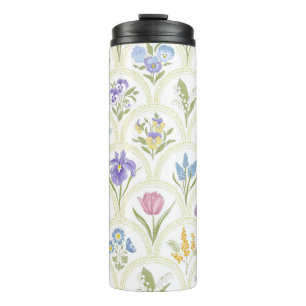 Spring Garden variety flowers in rainbow medallion Thermal Tumbler