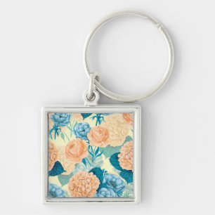 Spring garden watercolor key ring