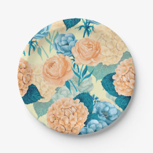 Spring garden watercolor paper plate