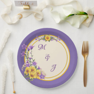 Spring Garden Wedding Cream Paper Plate