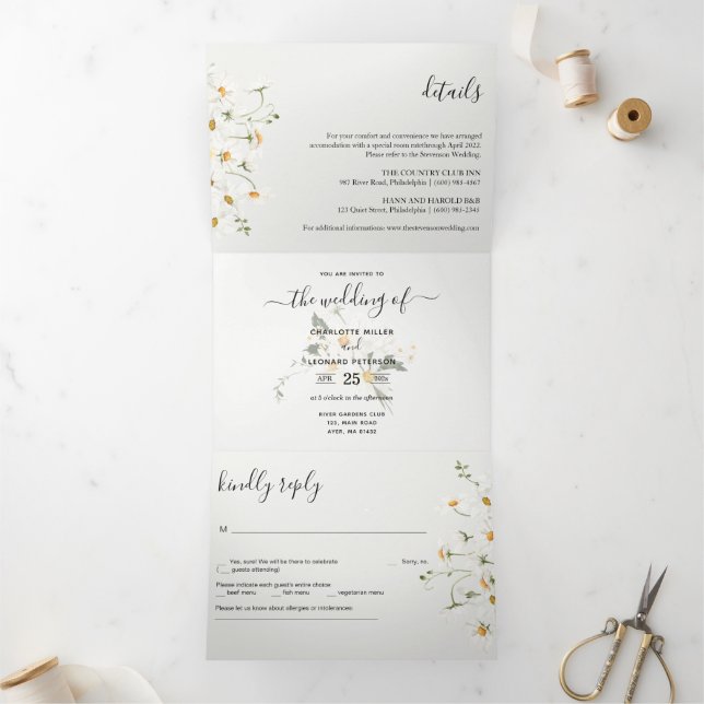 Spring Garden Wedding photo Tri-Fold Invitation (Inside)
