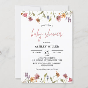 Spring Garden Wildflower Baby Shower Invitation