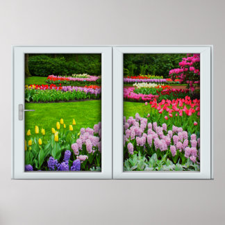Spring Garden Window Illusion Poster