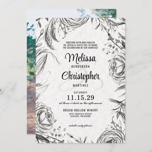 Spring Garden with Photo Wedding Invitation (Front/Back)