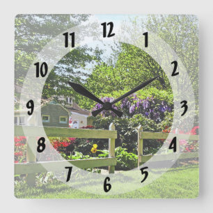 Spring Garden With Wisteria Square Wall Clock