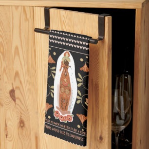 Spring Gardening Folk Art Tea Towel