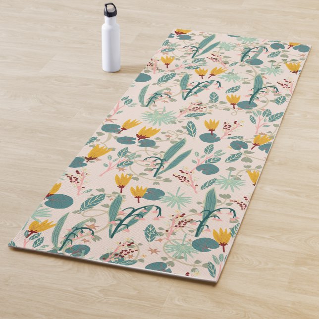 Spring Gardens Leaf Flower Pattern Yoga Mat (In Situ)
