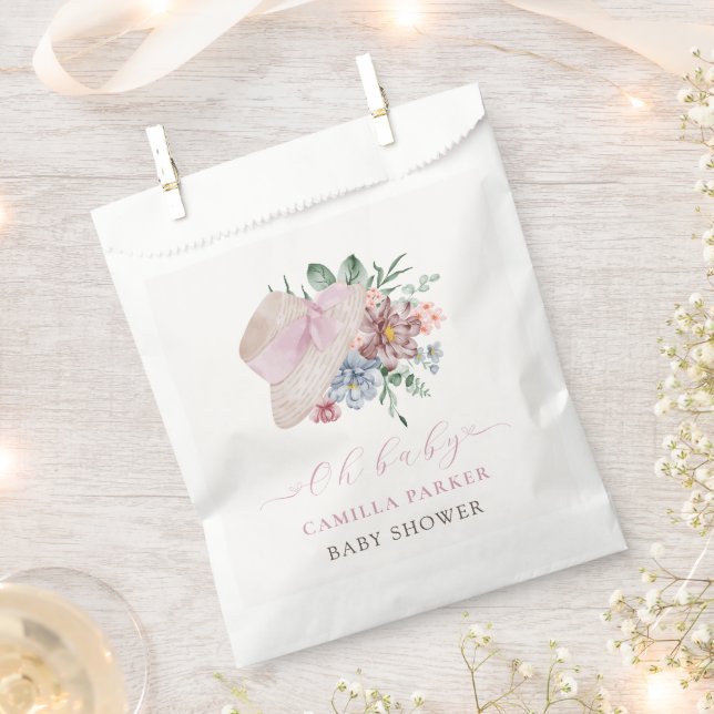 Spring Girl Garden Hat Baby Shower Welcome Sign Favour Bags (Clipped)