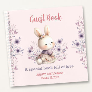Spring Girl Pink Purple Baby Shower Guest Book