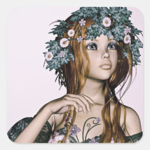 Spring Girl Square Sticker