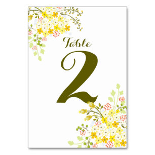 Spring Glory Floral Wedding Table Number Card